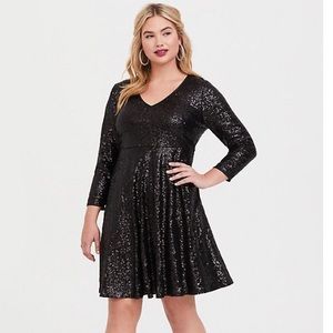 SPECIAL OCCASION BLACK SEQUIN SKATER DRESS